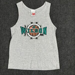 Wilson Vintage Basketball Graphic Tank Top Cotton Blend Size S Heather Gray USA